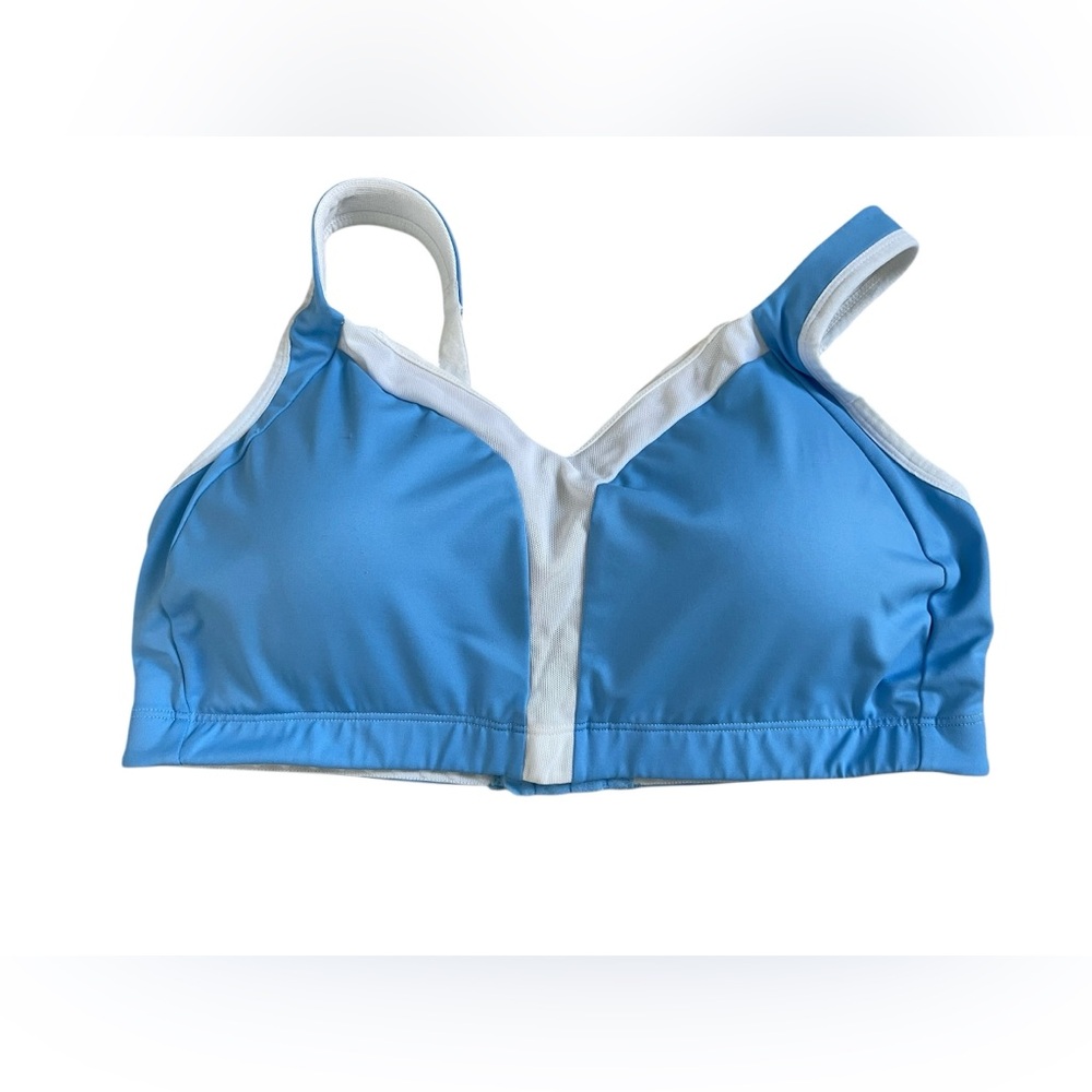 Moving Comfort Sports Bra 300289 Size L Blue White High Impact 36CD–38C